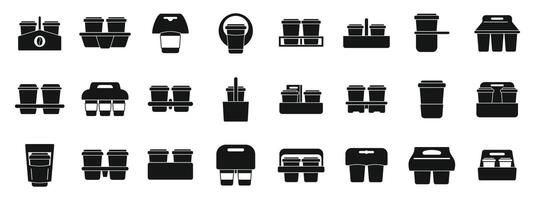 Cup holder icons set simple vector. Food paper box vector