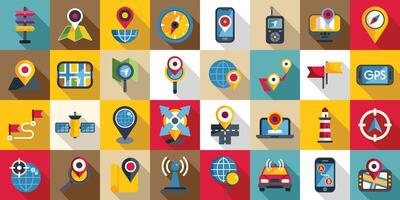 Geolocation icons set flat vector. Pin map location vector