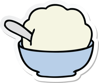 klistermärke av en knäppa hand dragen tecknad serie is grädde skål png