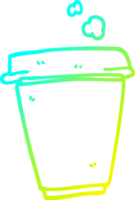 cold gradient line drawing of a cartoon coffee cup png