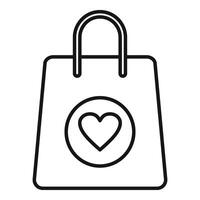 Gift heart bag icon outline vector. Card bow parcel vector