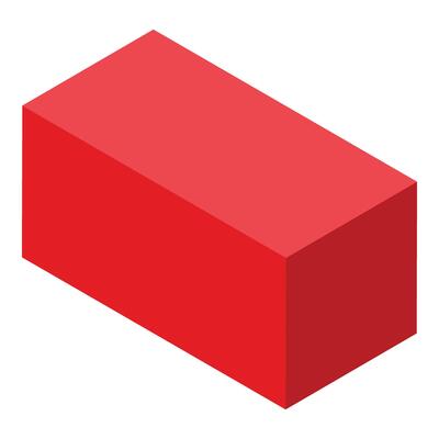 Red block icon isometric vector. House education