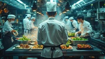 AI generated Man Standing in Kitchen Preparing Food photo