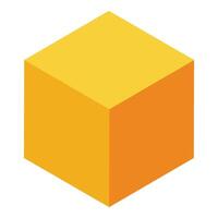 Golden cube icon isometric vector. Brick game piece vector