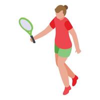 joven tenis jugador icono isométrica vector. persona pelota vector