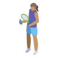 niña tenis jugador icono isométrica vector. chapoteo velocidad vector