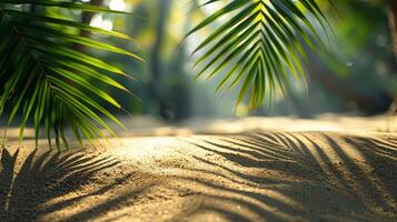 AI generated Palm Tree Casting Shadow on Sand photo