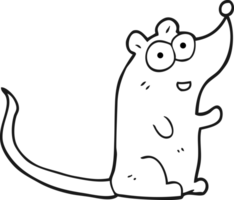 hand drawn black and white cartoon mouse png