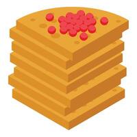 Red berry pancake icon isometric vector. Honey menu vector