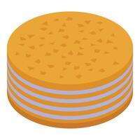 Round napoleon cake icon isometric vector. Food party vector