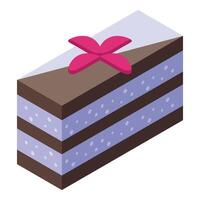 Cocoa cake icon isometric vector. Napoleon dessert vector