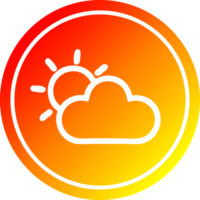 sun and cloud circular icon with warm gradient finish png