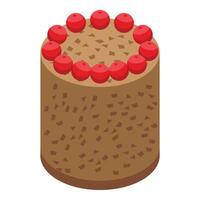 Red berry napoleon cake icon isometric vector. Pastry cream vector