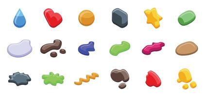 Glossy blobs icons set isometric vector. Shape paint vector