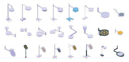 Surgical lamp icons set isometric vector. Medical light room vector