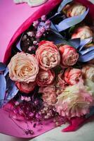 Colorful Bouquet of Flowers on Table photo