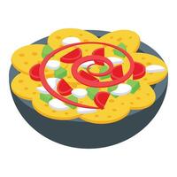 mexicano nachos icono isométrica vector. cuenco comida vector