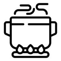 Burning saucepan icon outline vector. Home woman work vector