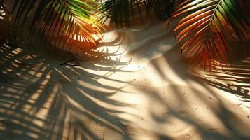 AI generated Palm Tree Casting Shadow on Sand photo