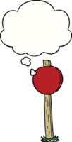 poteau de signalisation de dessin animé avec bulle de pensée png