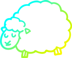 cold gradient line drawing of a cartoon sheep png