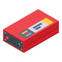 Red metal inverter icon isometric vector. Solar energy power vector