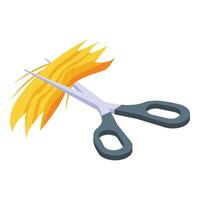 Scissors cutting ribbons icon isometric vector. Revolution people vector