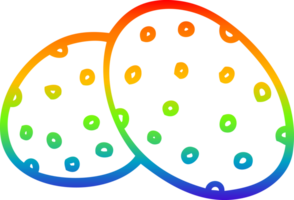 rainbow gradient line drawing of a two big cartoon cookies png