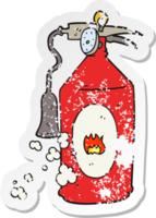 retro distressed sticker of a cartoon fire extinguisher png