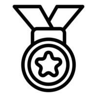 Hockey medal icon outline vector. Ice sport champion vector