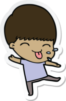 sticker of a cartoon boy sticking out tongue png