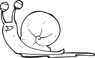 hand drawn black and white cartoon snail png