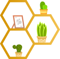 dekorativ växter Hem trädgård dekorerad på trä- hyllor enkel design png