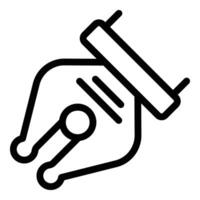 Historic writing instrument icon outline vector. Dip pen supply vector