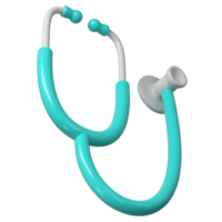 3d turquoise stéthoscope icône. rendre illustration médical outil. symbole concept de soins de santé industrie png