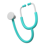 3d turquoise stéthoscope icône. rendre illustration médical outil. symbole concept de soins de santé industrie png