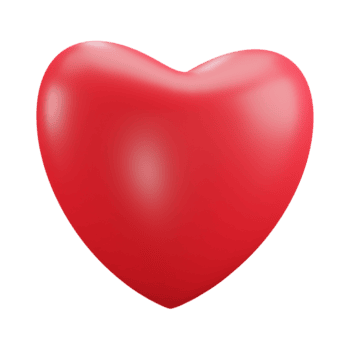 3D heart shape isolated on transparent background PNG file format.