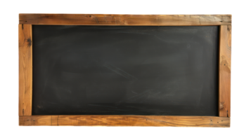 AI generated Empty black chalkboard with wooden frame background on transparent background png