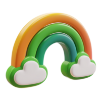 AI generated Colorful rainbow arc with fluffy clouds in bright sky. St. Patrick's day concept on transparent background png