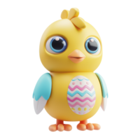 AI generated Adorable Easter chick with decorative egg for spring festivities. Easter day concept with transparent background png