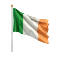 AI generated Irish national flag fluttering in the wind. St. Patrick's day concept on transparent background png