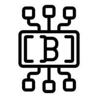 Bitcoin blockchain system icon outline vector. Digital exchange token vector