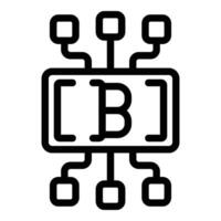 Bitcoin blockchain system icon outline vector. Digital exchange token vector