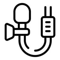 Technical lapel microphone icon outline vector. Digital lavalier mic vector