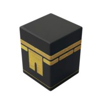 AI generated Holy Kaaba in Mecca, sacred Islamic pilgrimage site with gold embellishment. Ramadan day concept with transparent background png