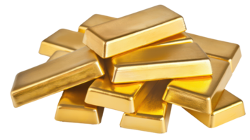 AI generated Stacked gold bars reflecting wealth and investment on transparent background png