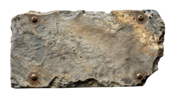 AI generated Ancient grey stone plaque with rough texture on transparent background png