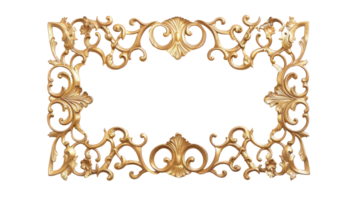 ai généré luxueux d'or fleuri Cadre avec baroque détaillant sur transparent Contexte png