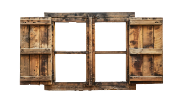 AI generated Rural wooden window on transparent background png