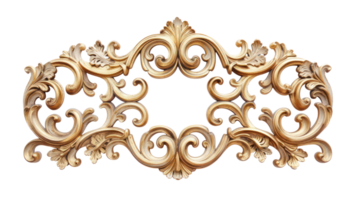 AI generated Luxurious golden ornate frame with baroque detailing on transparent background png